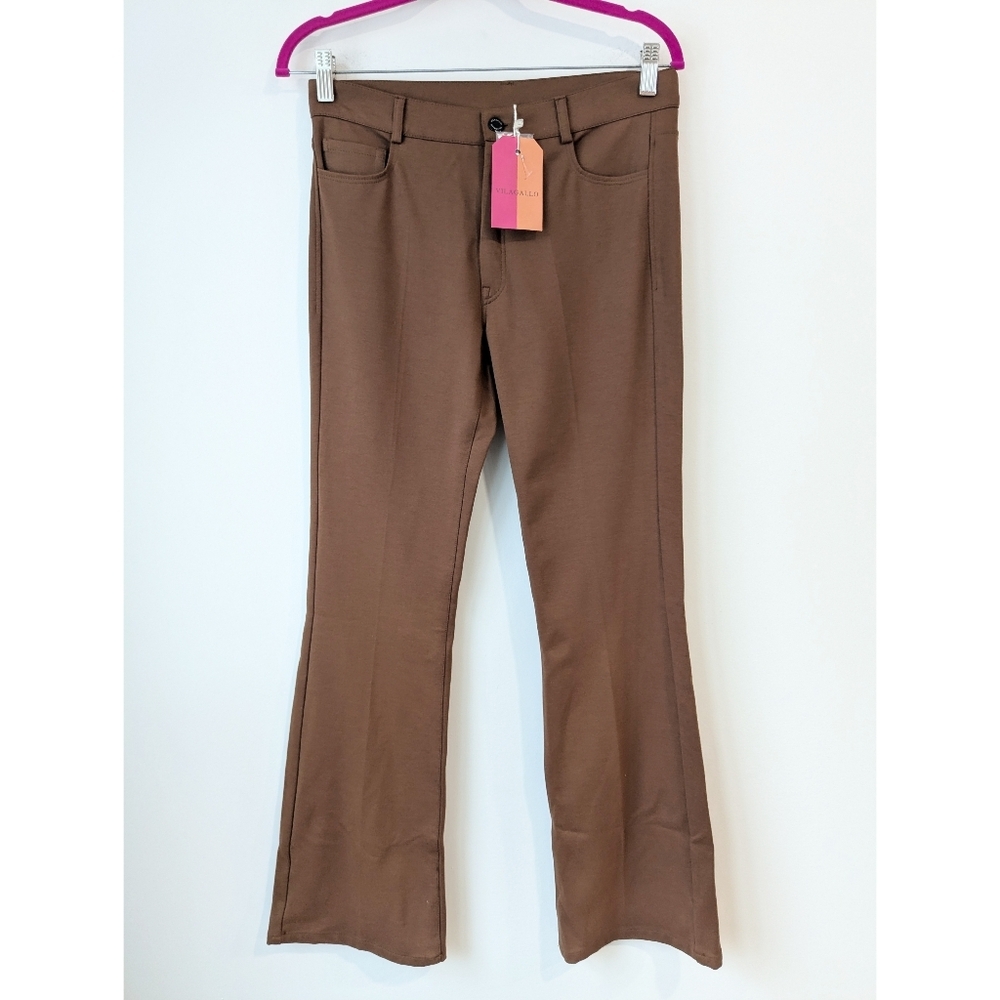 Vilagallo Stretch Knit Pants In Tobacco